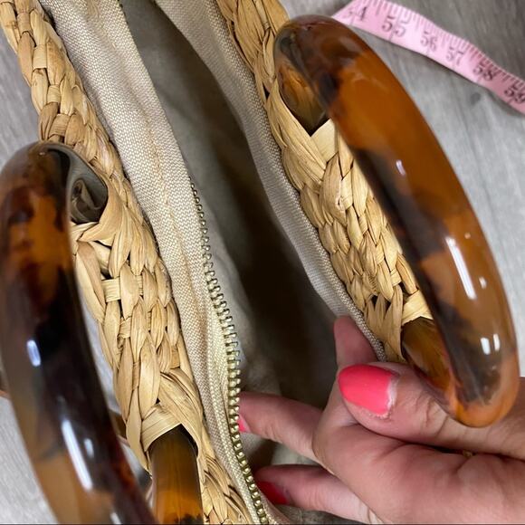 Poolside Straw Bag with Leather Strap - Picture 10 of 10